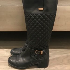 Bandolino Black Quilted Leather Riding Boot 7.5